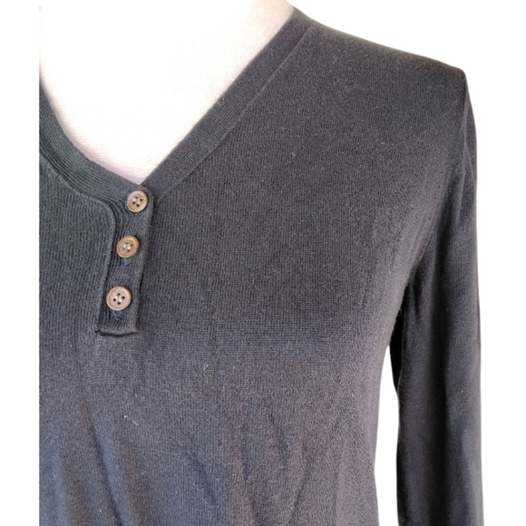 J. Jill Long Sleeve Navy Blue Henley Cotton Silk Cashmere Blend Size Small - Picture 3 of 8